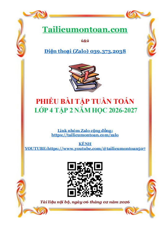 Phiếu bài tập toán lớp 4 tập 2